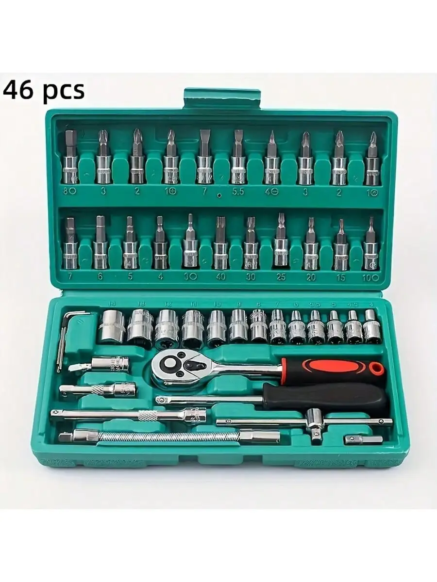 Home Improvement Tools - 46-częściowy zestaw kluczy nasadowych z grzechotką